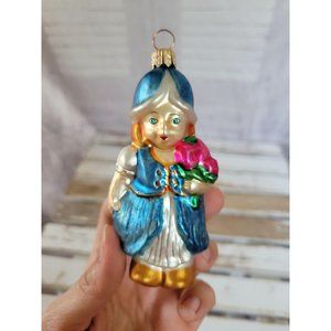 Radko ? girl tulips blue dress ornament Xmas holid